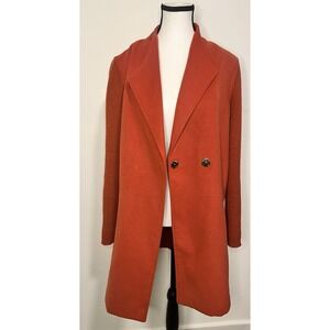 Kenneth Cole New York Rust Long Sweater Coat Women's M Knit Sleeve Coatigan